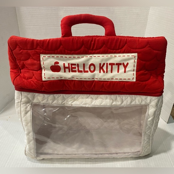 SANRIO Smiles Hello Kitty Red White Cherry Bag Soft Clear Vinyl Screen RARE - Picture 1 of 7